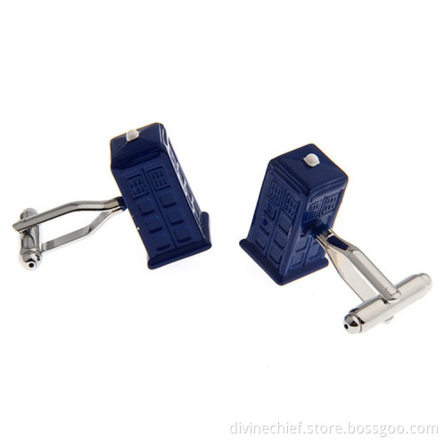 Wholesale Blue Paint Cufflinks Custom Logo Cufflinks